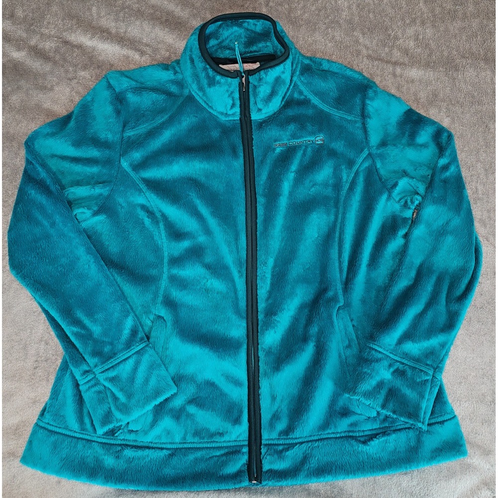 Free Country Womens Teal Full Zip Long Sleeve Fleece Jacket  Size XL